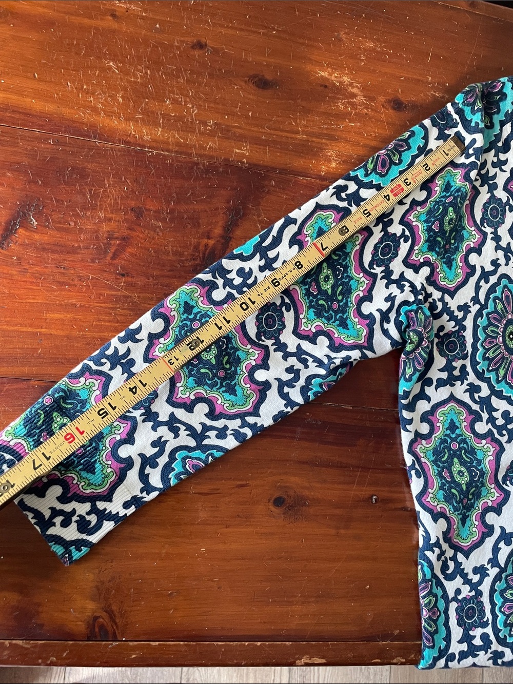 Talbots Teal, Navy & White Medallion Cardigan - Picture 8 of 9